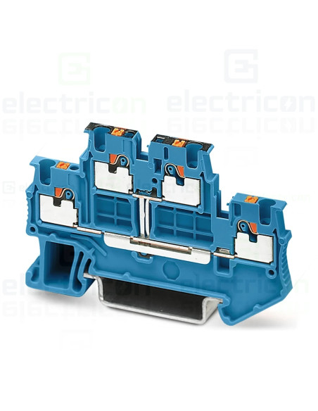 Clemă de derivație 5 mm² Clema șir, cu 2 etaje, 4 conexiuni, 0,14 - 1,5 mm², albastru, PTTB 1,5/S-PV BU, Phoenix Contact, 167425