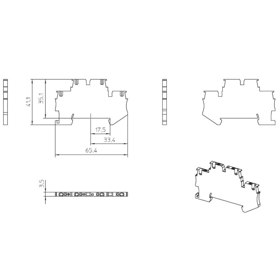 Clemă de derivație 5 mm² Clema șir, cu 2 etaje, 4 conexiuni, 0,14 - 1,5 mm², albastru, PTTB 1,5/S-PV BU, Phoenix Contact, 167425