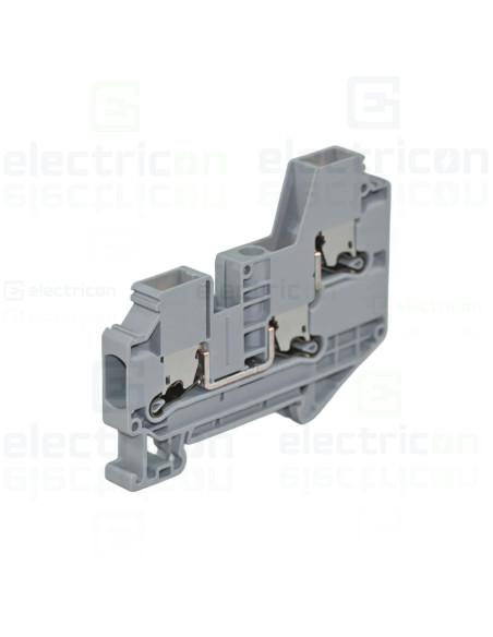 Clemă de derivație 6 mm² Clema șir, 3 conexiuni, 6 mm²,gri, XTV 6-TWIN, Phoenix Contact, 1329499 – montaj rapid și sigur în apli