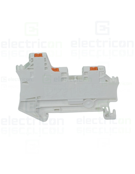 Clemă de derivație 5 mm² Clemă șir de trecere, 3 conexiuni, 2.5 mm², alb, PTV 2.5 TWIN WH, Phoenix Contact, 1451437 – montaj rap