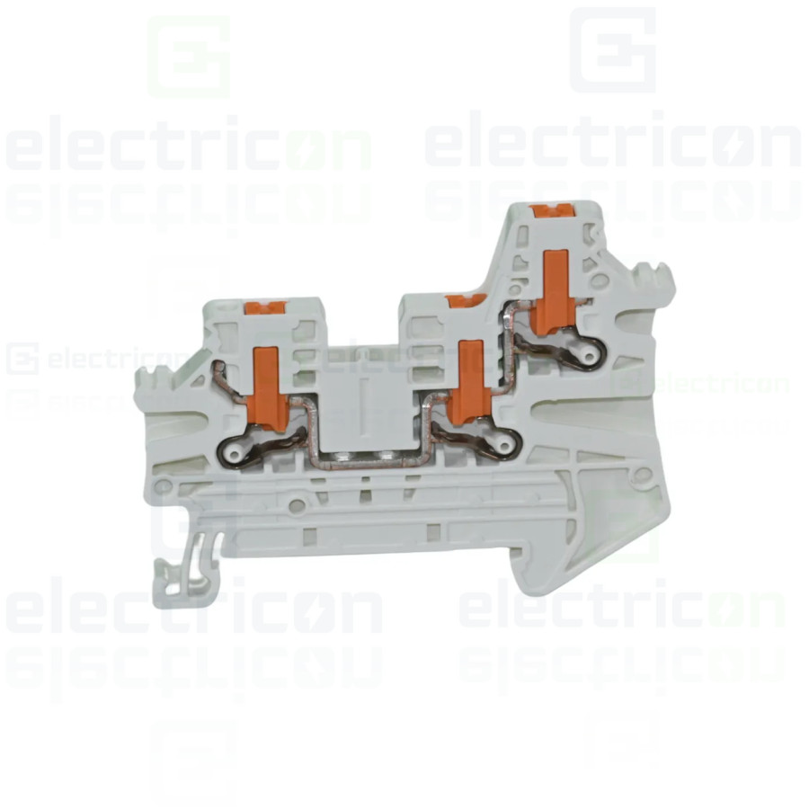 Clemă de derivație 5 mm² Clemă șir de trecere, 3 conexiuni, 2.5 mm², alb, PTV 2.5 TWIN WH, Phoenix Contact, 1451437 – montaj rap
