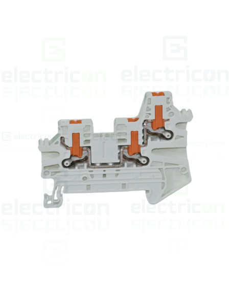Clemă de derivație 5 mm² Clemă șir de trecere, 3 conexiuni, 2.5 mm², alb, PTV 2.5 TWIN WH, Phoenix Contact, 1451437 – montaj rap