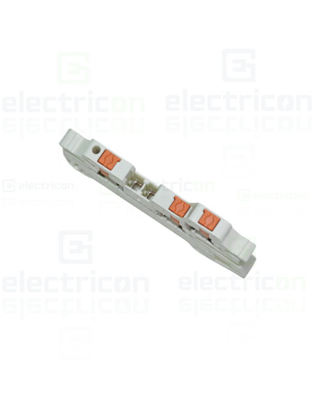 Clemă de derivație 5 mm² Clemă șir de trecere, 3 conexiuni, 2.5 mm², alb, PTV 2.5 TWIN WH, Phoenix Contact, 1451437 – montaj rap