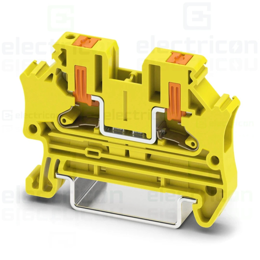 Clemă de derivație 4 mm² Clemă șir de trecere, 2 conexiuni, 4 mm², galben, PTV 4 YE, Phoenix Contact, 1776224 – montaj rapid și 