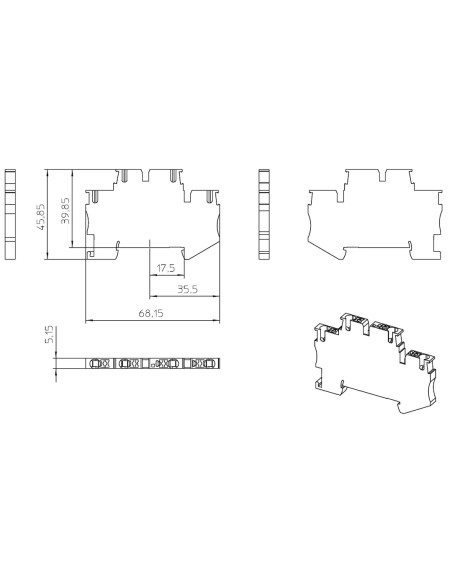 Clemă de derivație 5 mm² Clema șir, cu 2 etaje, 4 conexiuni, 2,5 mm²,maro, PTTB 2,5 BN, Phoenix Contact, 1459420 – montaj rapid 