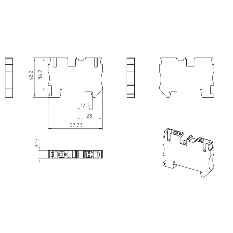 Clemă de derivație 6 mm² Clemă șir de trecere, 2 conexiuni, 6 mm², negru, PT 6 BK, Phoenix Contact, 3211814 – montaj rapid și si