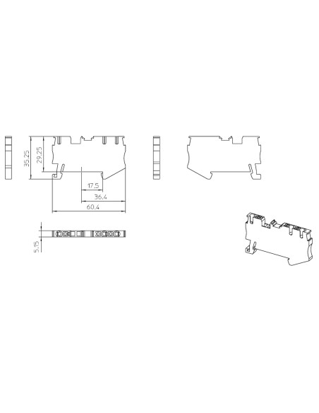 Clemă de derivație 4 mm² Clema șir, de trecere, 3 conexiuni, 0,14-4 mm²,gri, PT 2,5-TWIN BK, Phoenix Contact, 3211252 – montaj r