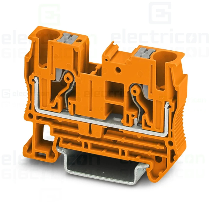 Clemă de derivație 6 mm² Clema șir, 2 conexiuni,6 mm²,portocaliu, PT 6-OG, Phoenix Contact, 3211820 – montaj rapid și sigur în a