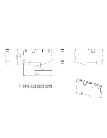 Clemă de derivație 10 mm² Clema șir, de trecere, 3 conexiuni, 10 mm²,negru, PT 10 TWIN BK, Phoenix Contact, 1375410 – montaj rap
