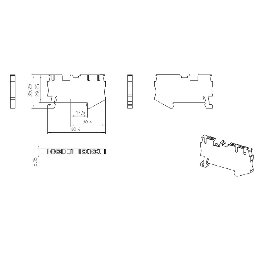 Clemă de derivație 4 mm² Clema șir, de trecere, 3 conexiuni, 0,14-4 mm²,roșu, PT 2,5-TWIN RD, Phoenix Contact, 3211223 – montaj 