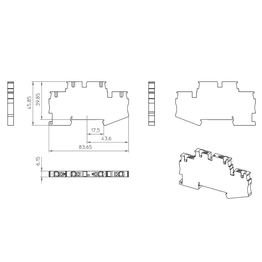 Clemă de derivație 4 mm² Clema șir, cu 2 etaje, 4 conexiuni, 0,2 - 4 mm²,alb, PTTB 4 WH, alb, Phoenix Contact, 3211794 – montaj 