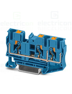 Clemă de derivație 6 mm² Clemă șir de trecere, 3 conexiuni, 6 mm², albastru, PT 6 TWIN BU, Phoenix Contact, 3211485 – montaj rap