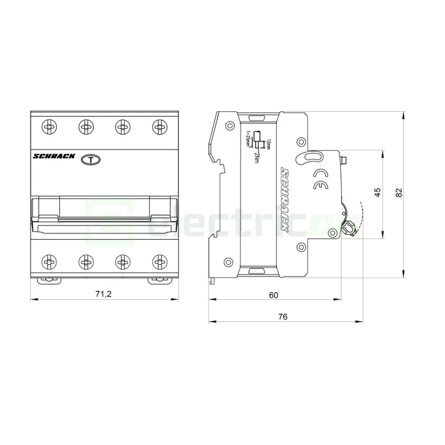 Disjunctor RCBO 13A 30mA Schrack 3P+N