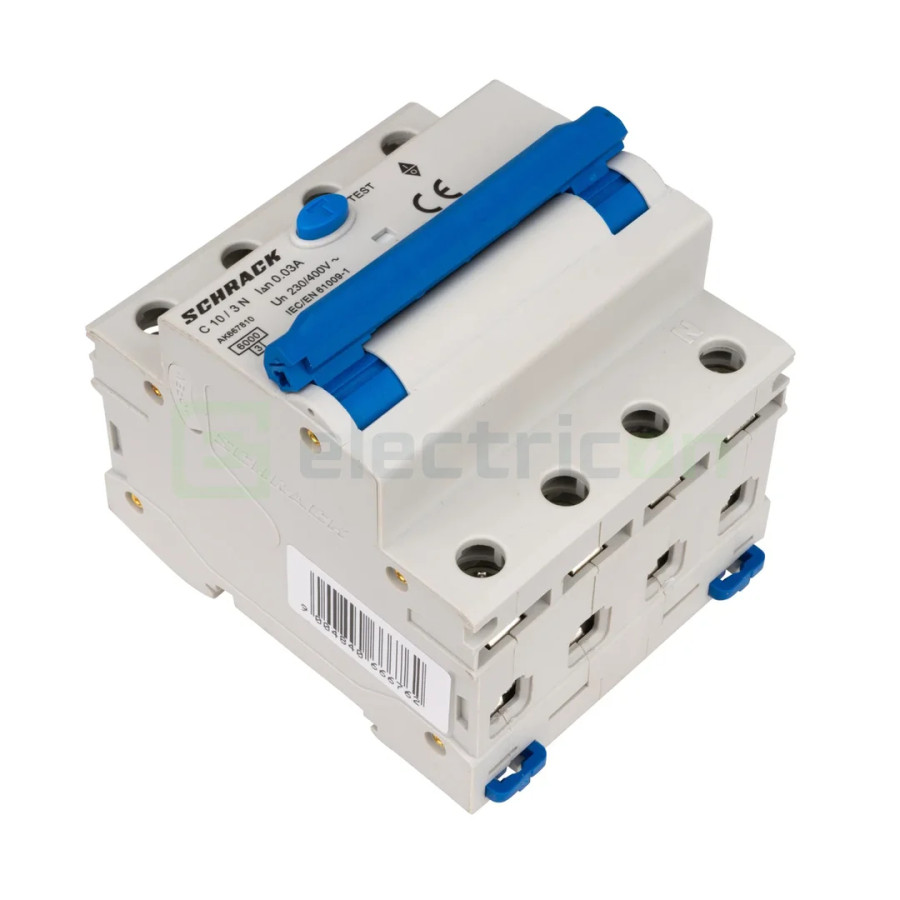 Disjunctor RCBO 10A 30mA Schrack 3P+N
