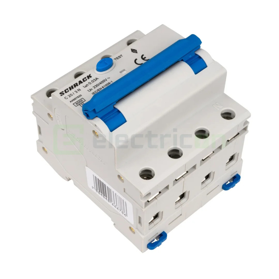 Disjunctor RCBO 20A 30mA Schrack 3P+N