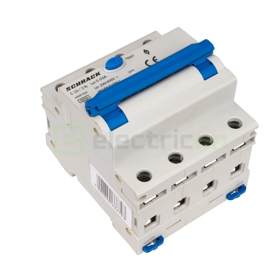 Disjunctor RCBO 25A 30mA Schrack 3P+N