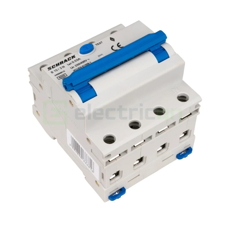 Disjunctor RCBO 10A 30mA Schrack 3P+N