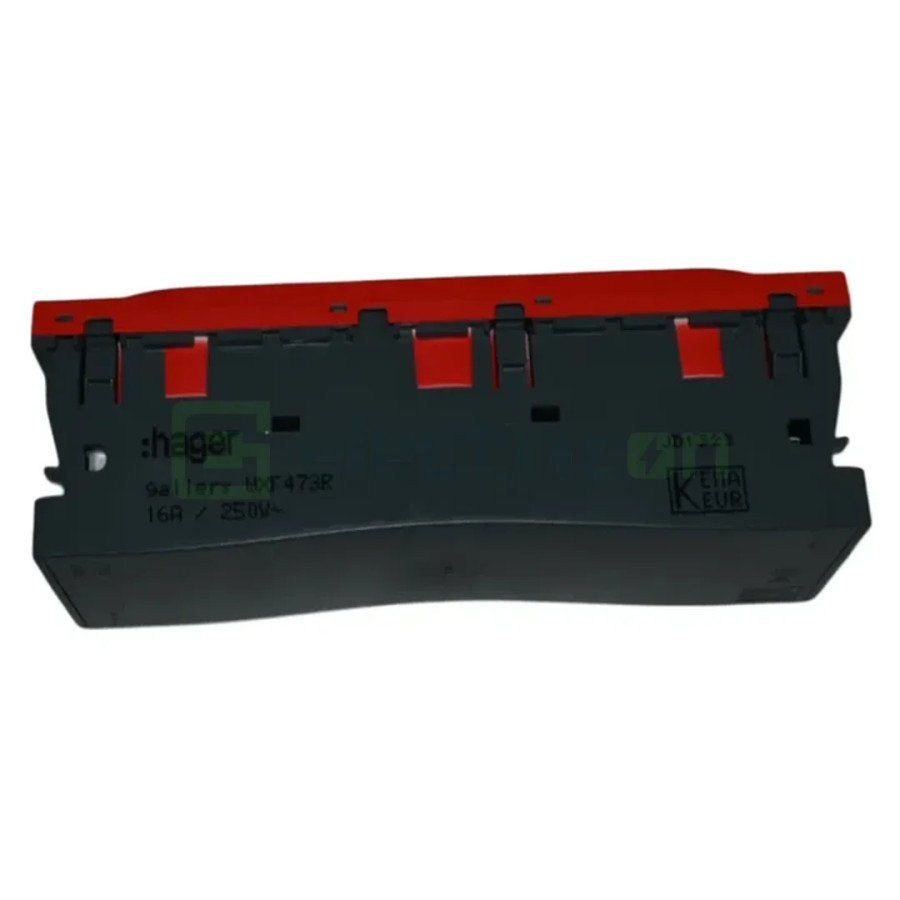 Priza shucko pentru canal cablu, 45mm, 16A, rosu, QuickConnect, Gallery, Hager, WXF473R