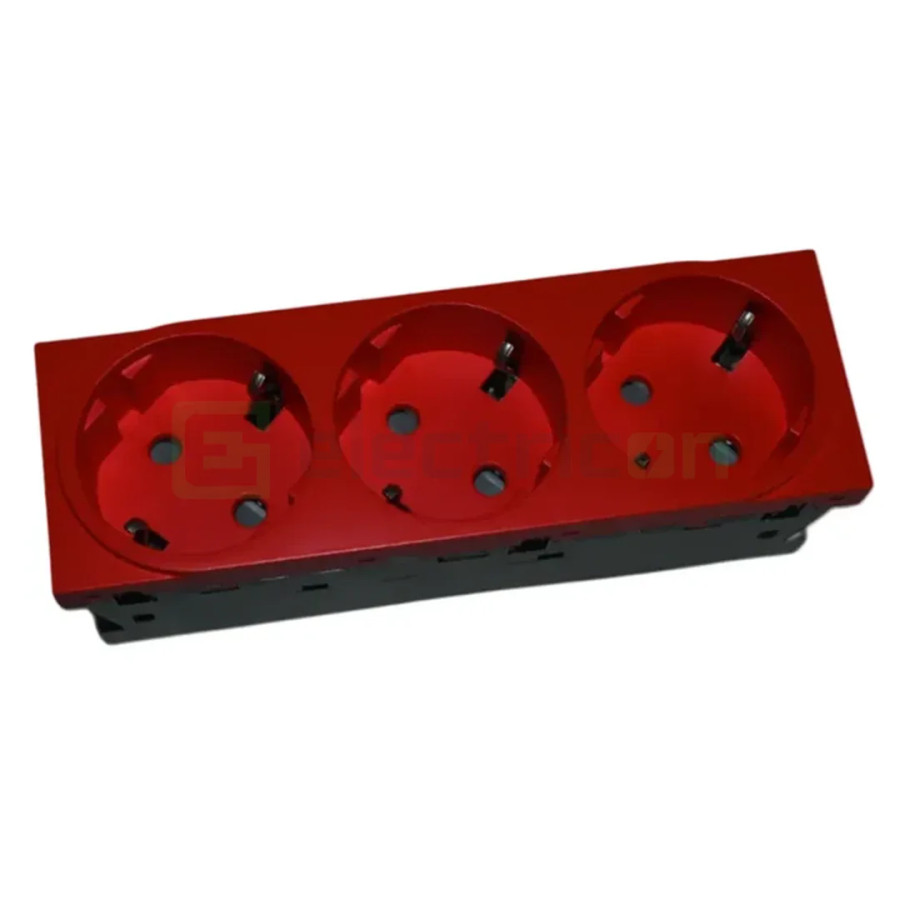 Priza shucko pentru canal cablu, 45mm, 16A, rosu, QuickConnect, Gallery, Hager, WXF473R