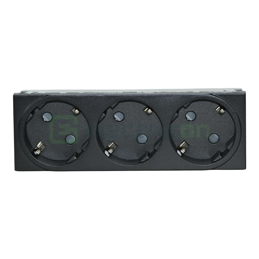 Priza shucko tripla pentru canal cablu, 45mm, 16A, negru, QuickConnect, Gallery, Hager, WXF473N