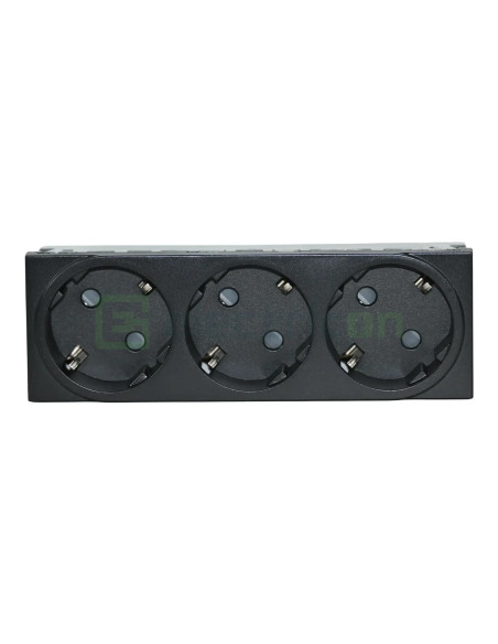 Priza shucko tripla pentru canal cablu, 45mm, 16A, negru, QuickConnect, Gallery, Hager, WXF473N