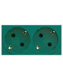 Priză - Schuko 2P+E - dublă canal cablu 45mm QuickConnect - încastrat - verde - Hager Gallery - WXF472V