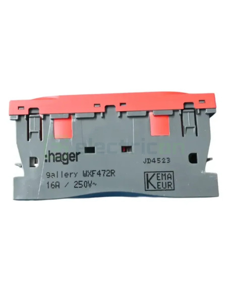 Priza dubla shucko pentru canal cablu, 45mm, 16A, rosu, QuickConnect, Gallery, Hager, WXF472R