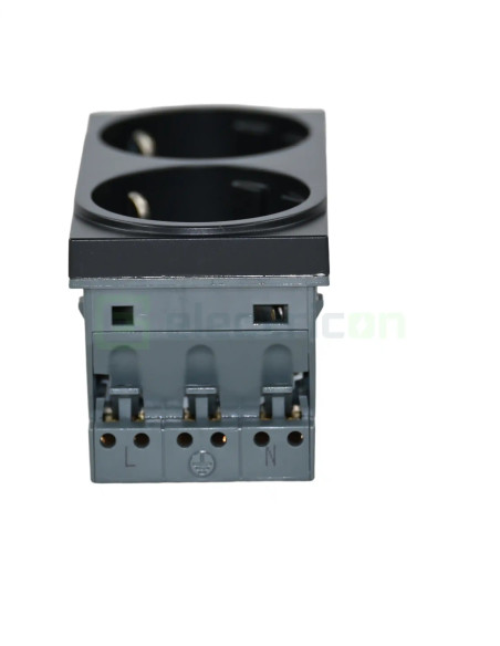 Priza dubla shucko pentru canal cablu, 45mm, 16A, negru, QuickConnect, Gallery, Hager, WXF472N