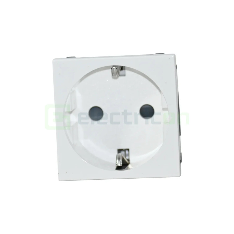 Priza simpla shucko pentru canal cablu, 45mm, 16A, alb, QuickConnect, Gallery, Hager, WXF160B