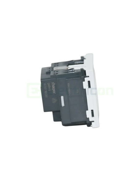 Priza simpla shucko pentru canal cablu, 45mm, 16A, alb, QuickConnect, Gallery, Hager, WXF160B