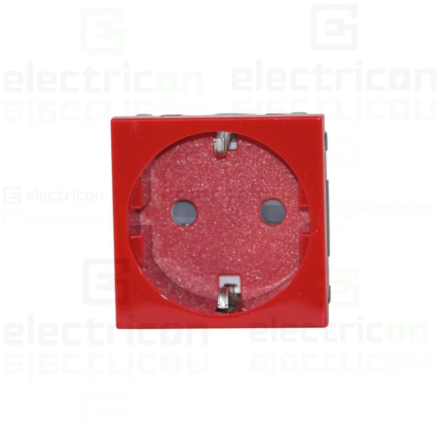 Priza simpla shucko pentru canal cablu, 45mm, 16A, rosu, QuickConnect, Gallery, Hager, WXF160R