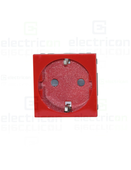 Priza simpla shucko pentru canal cablu, 45mm, 16A, rosu, QuickConnect, Gallery, Hager, WXF160R