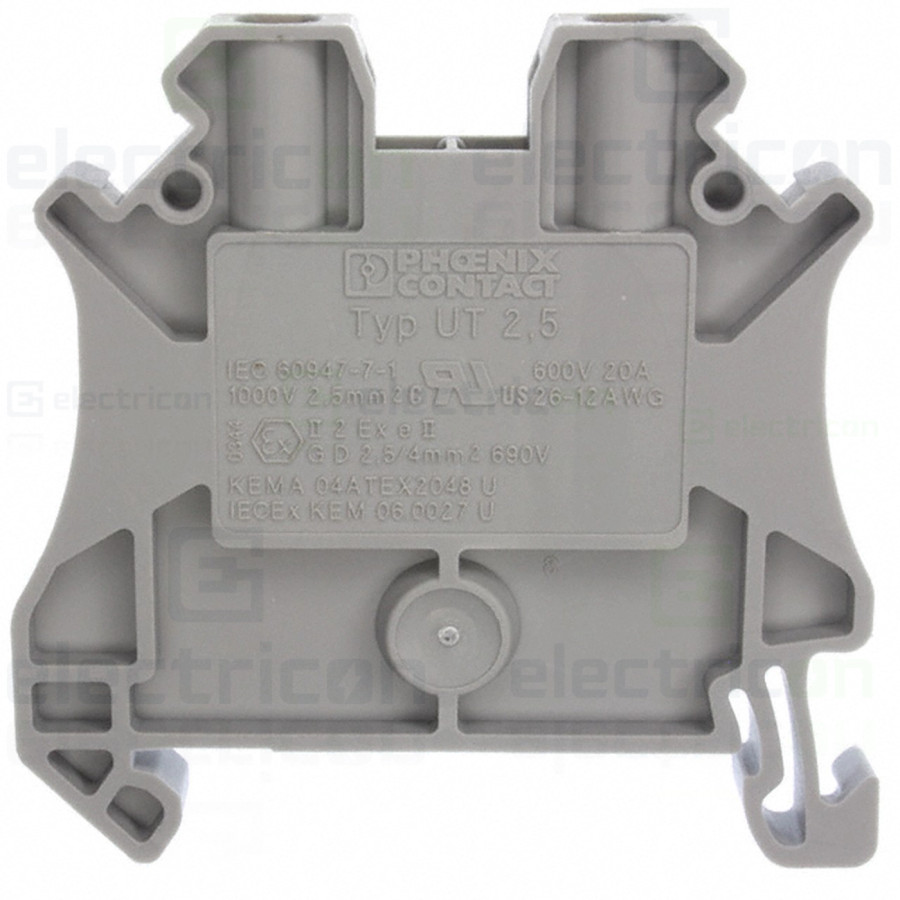 Clemă șir 5mm² Clema sir, de trecere, 2 conexiuni,  2.5mm², gri, UT 2.5, Phoenix Contact, 3044076 – montaj rapid și sigur în apl