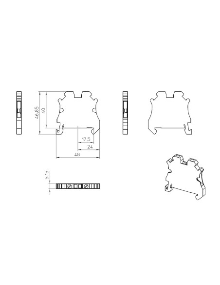 Clemă șir 5mm² Clema sir, de trecere, 2 conexiuni,  2.5mm², gri, UT 2.5, Phoenix Contact, 3044076 – montaj rapid și sigur în apl