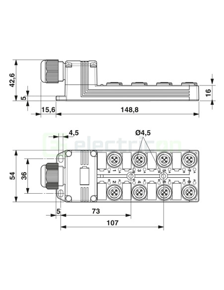 Cutie senzor, gama SACB, M12, 4 cai , 8 porturi, pentru uz industrial, SACB, Phoenix Contact, 1453025