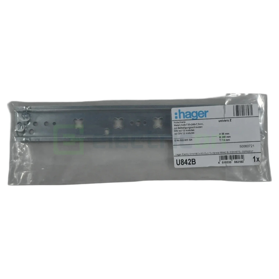 Șină DIN lungime 12 module, pentru tablouri FWU și FWB, 7.5mm,  universZ, Hager, U842B - Electricon.ro