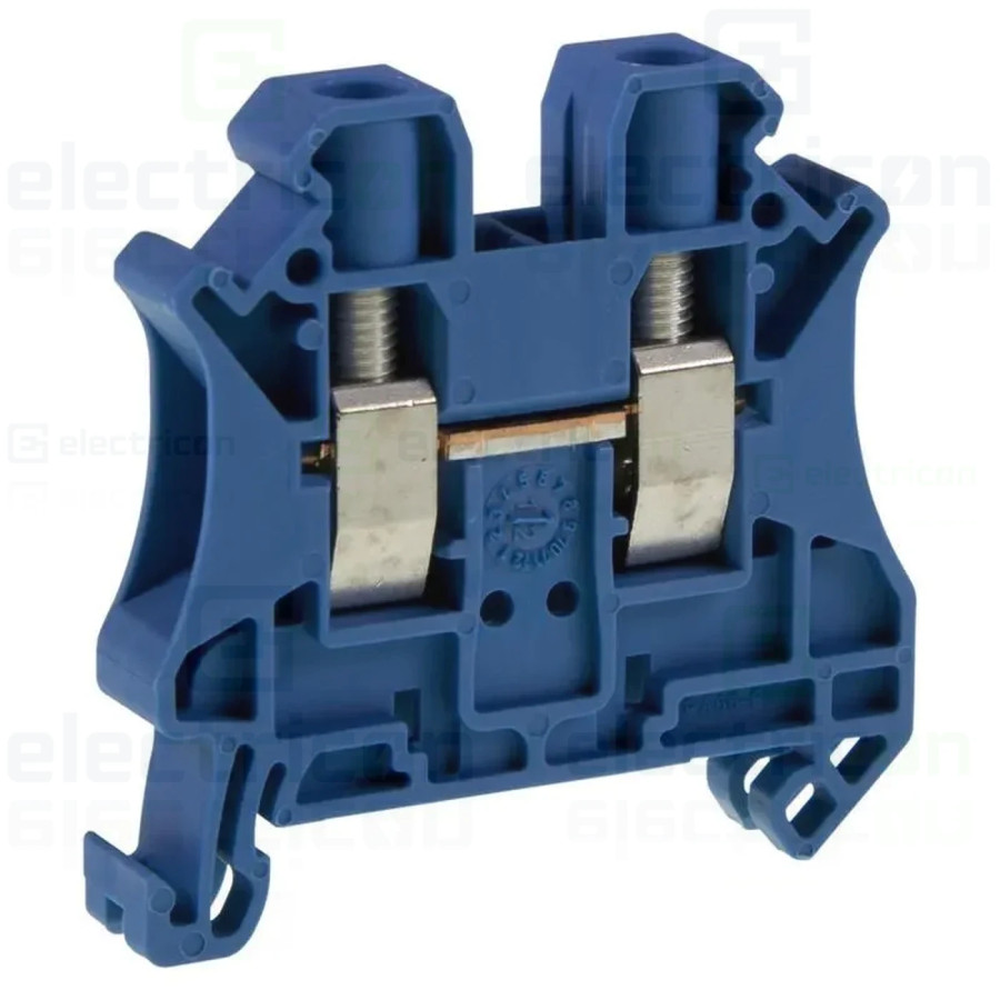 Clemă de derivație 6 mm² Clema șir cu șurub, 2PT, 2 conexiuni, 6 mm², albastru, UT 6 BU, Phoenix Contact, 3044144 – montaj rapid