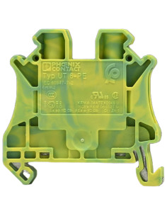 Clemă de derivație 6 mm² Clema șir cu șurub, 2PT, 2 conexiuni, 6 mm², verde-galben, UT 6 BU, Phoenix Contact, 3044157 – montaj r