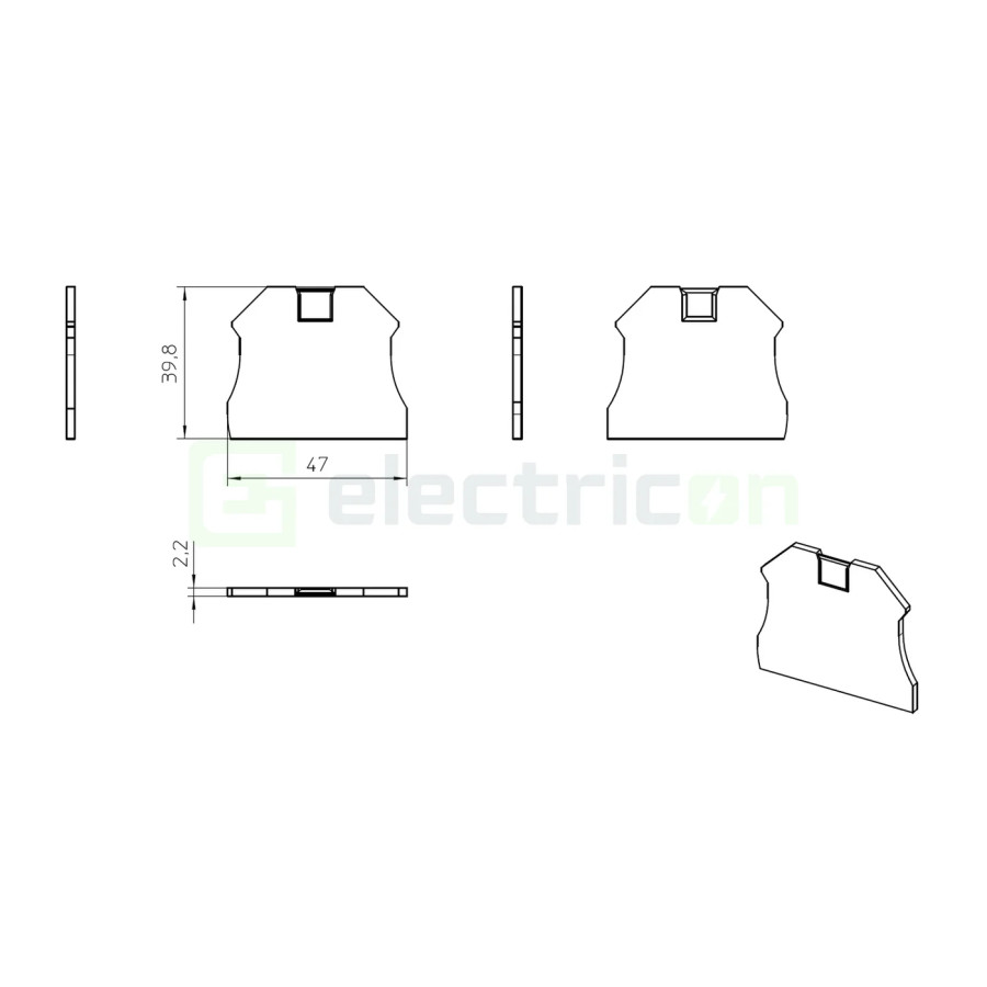 Clemă de derivație Element terminal pentru clema Phoenix Contact serie UT 6, gri, D-UT 2,5/10, Phoenix Contact, 3047028 – montaj