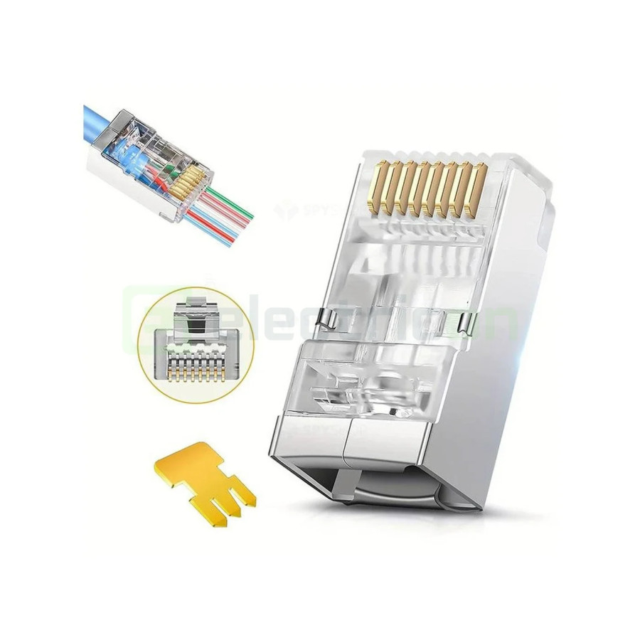 Mufa RJ45 FTP Cat.6A, ecranata, passthrough, Emtex, TED Electric, EMT-PR6A-FTP - Electricon.ro