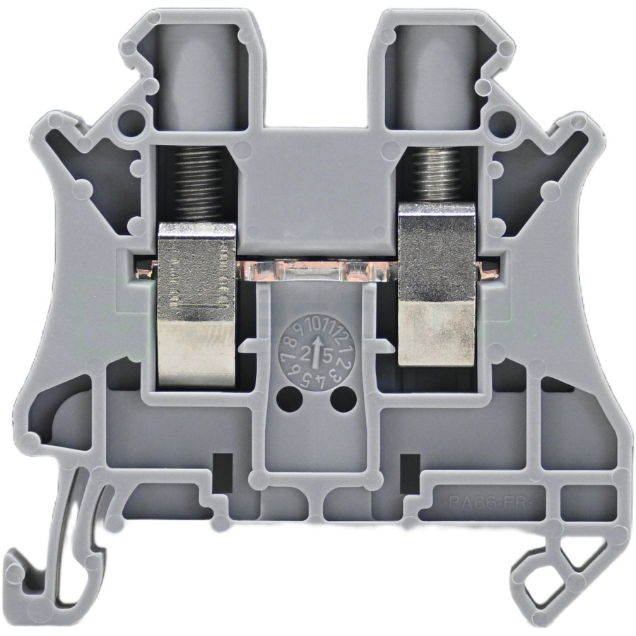 Clemă de derivație 6 mm² Clema șir cu șurub, 2PT, 2 conexiuni, 6 mm², gri, UT 6 , Phoenix Contact, 3044131 – montaj rapid și sig