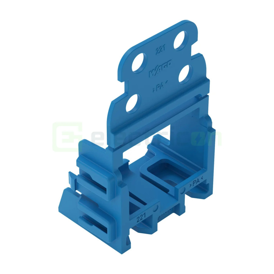 Conector Wago Suport de montare cu detensionare pentru conectori cu 10 fire,4mm,pentru montare cu surub albastru, Wago, 221-509/