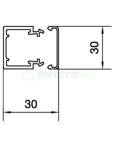 Canal cablu PVC, LF 30x30 mm, gri deschis, Hager, LF3003007035 - Electricon.ro 2