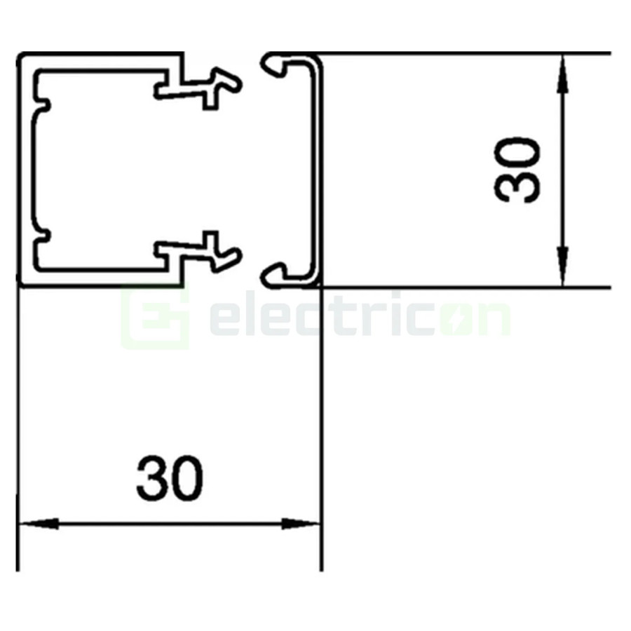 Canal cablu PVC, LF 30x30 mm, gri deschis, Hager, LF3003007035 - Electricon.ro