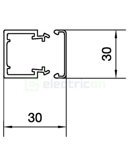 Canal cablu PVC, LF 30x30 mm, gri deschis, Hager, LF3003007035 - Electricon.ro