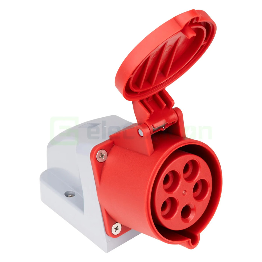 Priza industriala, CEE, fixa, montaj mural, 5 poli, 32A, 400V, IP44, Schrack, YY764532