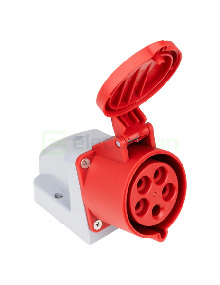 Priza industriala, CEE, fixa, montaj mural, 5 poli, 32A, 400V, IP44, Schrack, YY764532