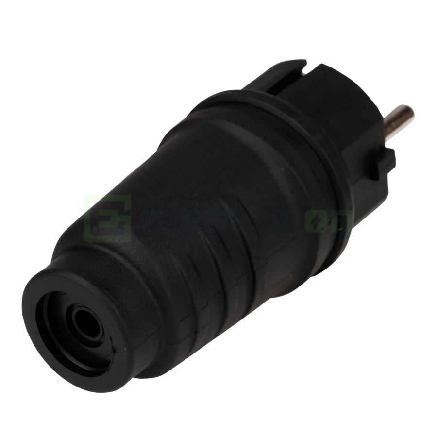 Stecher shucko rezistent la impact, 16A, 250V, IP44, negru, Schrack, YY714316