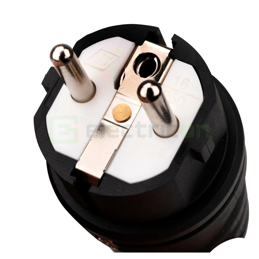 Stecher shucko rezistent la impact, 16A, 250V, IP44, negru, Schrack, YY714316