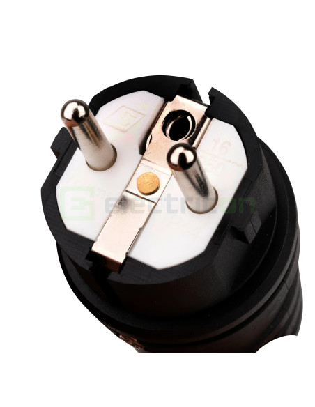 Stecher shucko rezistent la impact, 16A, 250V, IP44, negru, Schrack, YY714316